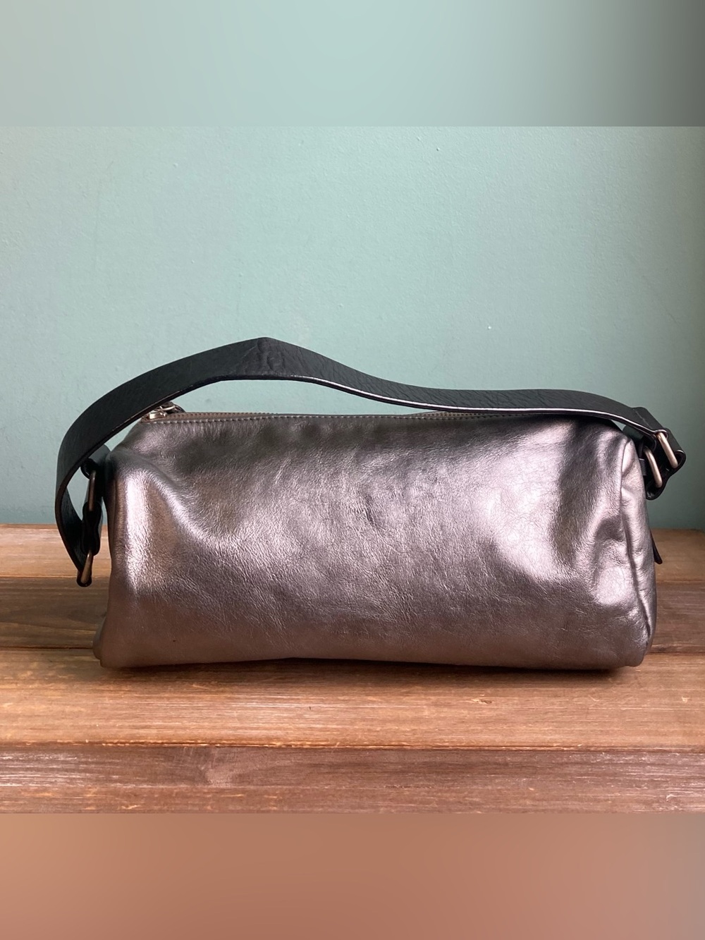 Sundance Catalog Metallic Leather Barrel Shoulder Bag